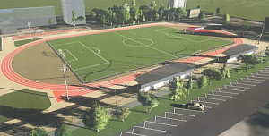 Макет нового стадиона возле Аксайского техникума.