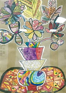 Мария Рахимова, 7 лет. «Краски осени». Смешанная техника.