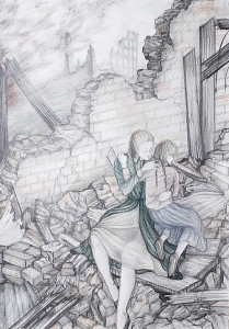 «После бомбежки». Рисунок Маргариты Захаровой.